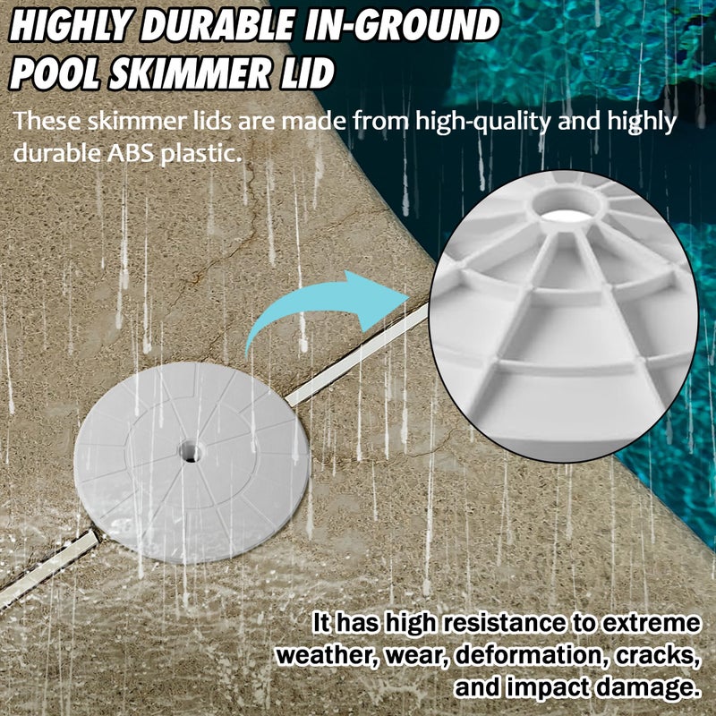 TonGass (2-Pack Round 9 1/8"" Skimmer Valve Top Cover Lids - Replacement Part for 9"" Pool/Spa Deck Lid Plate - Highly Durable Pool Skimmer Cover with UV Inhibitors - Image 3